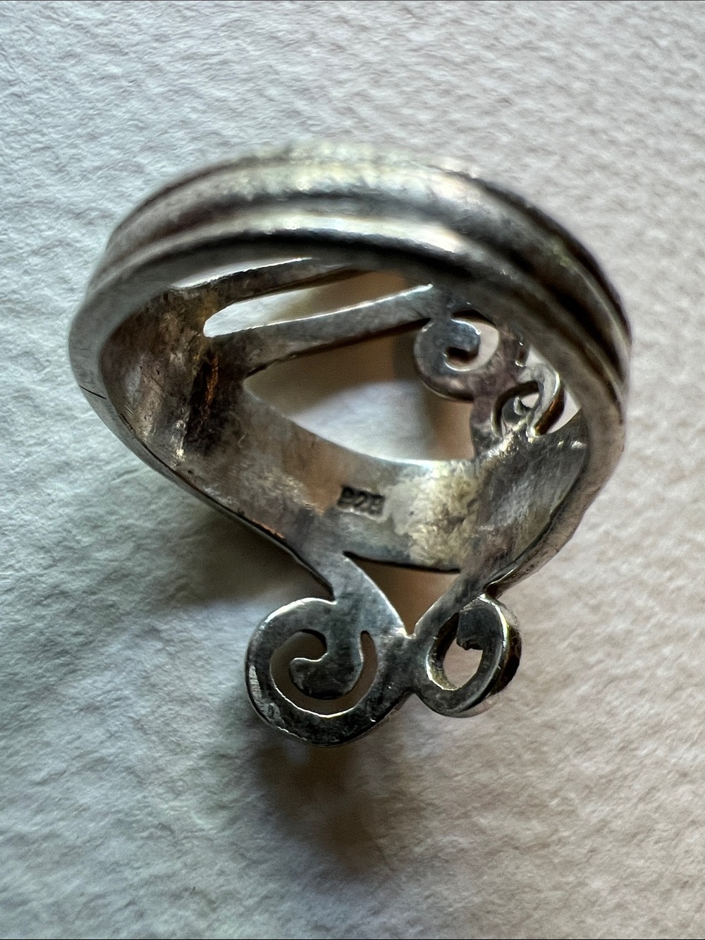 Sterling Silver Swirl Openwork Statement Ring - Picture 2 of 3